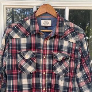 Flag & Anthem Plaid Snap Shirt - Blue, Red, White